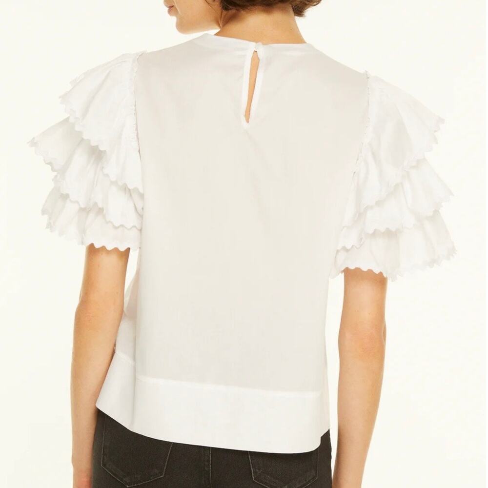 HARSHMAN | Juliette Cotton Blouse Ric Rac Layered Ruffle Sleeve | Size 1X - Picture 2 of 10